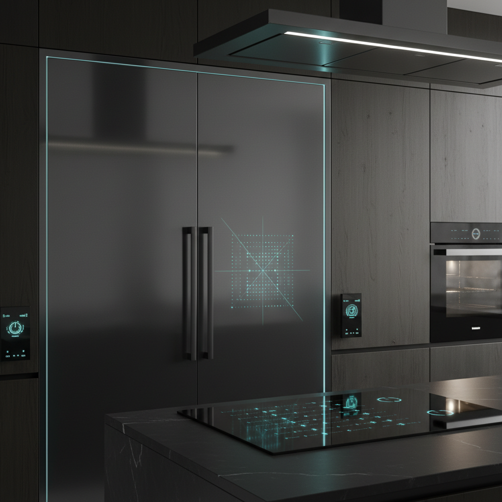 Dark premium appliance diagnostics in a smart-home kitchen
